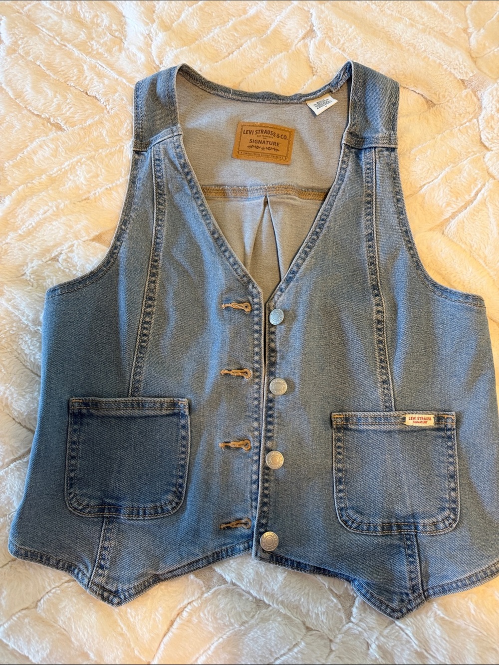 Levi's Medium Blue Denim Vest with Patch Pockets